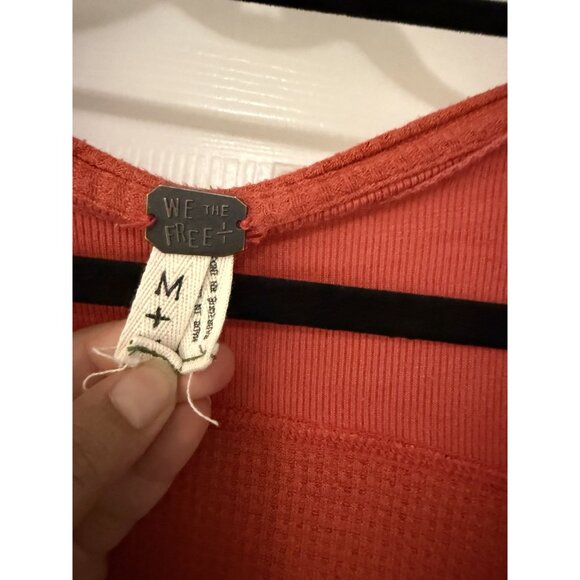 Free People We The Free Catalina Orange Oversized Thermal Long Sleeve Top boho - Picture 4 of 9